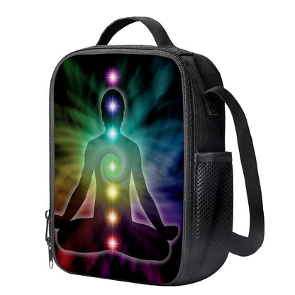 Colorful Chakras Aura Print Crossbody Lunch Bag