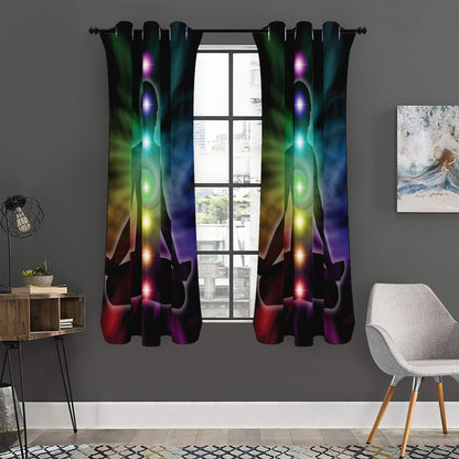 Colorful Chakras Aura Print Curtain