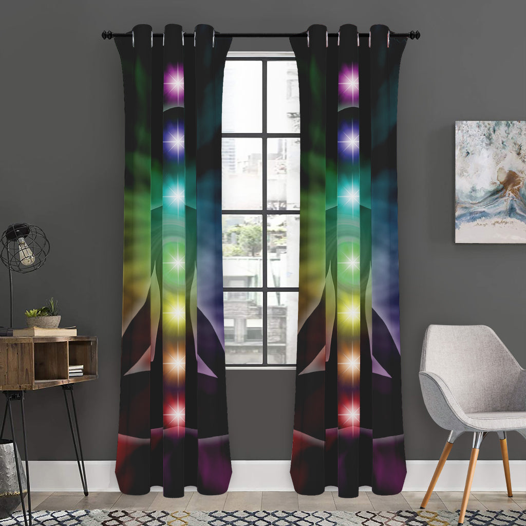 Colorful Chakras Aura Print Curtain