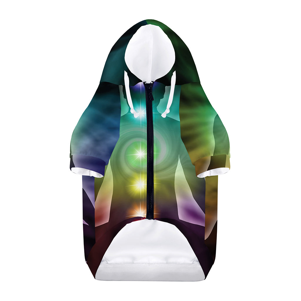Colorful Chakras Aura Print Dog Zip Up Hoodie
