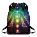 Colorful Chakras Aura Print Drawstring Backpack
