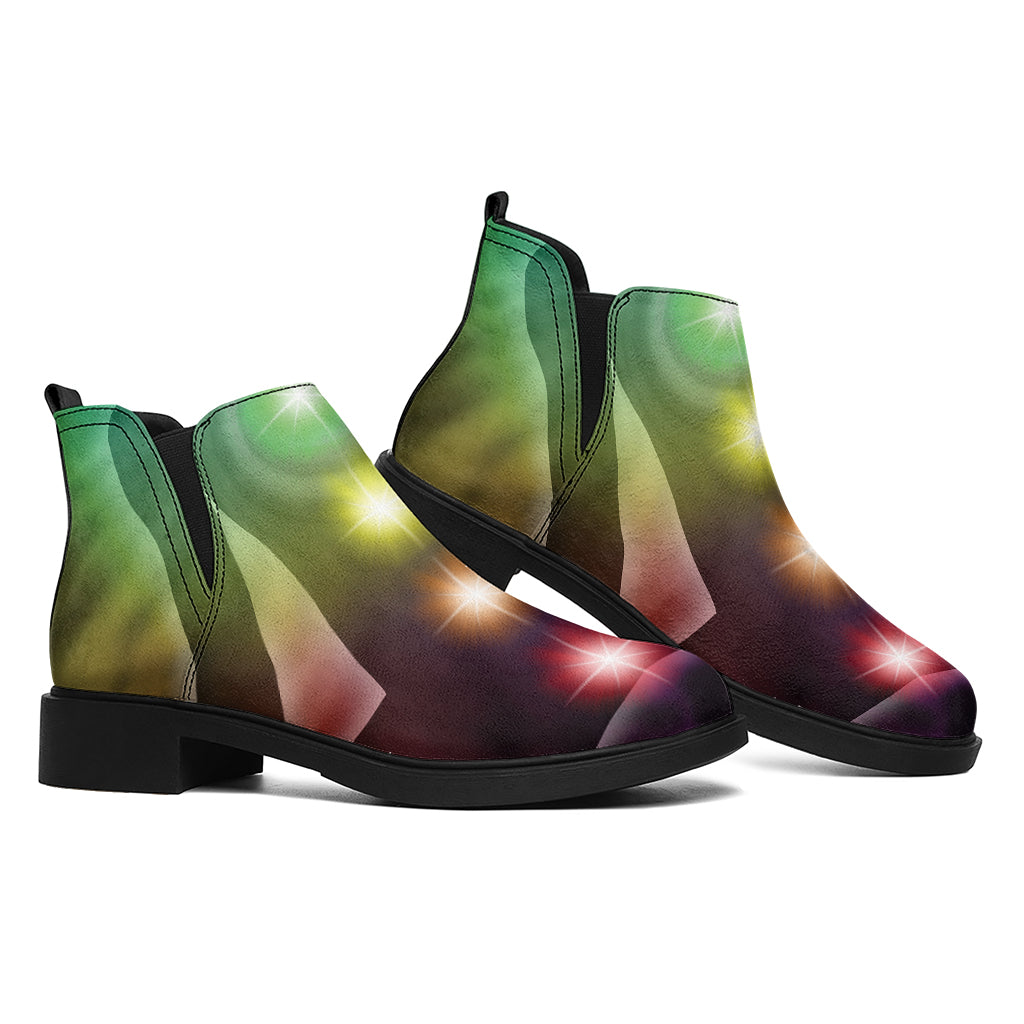 Colorful Chakras Aura Print Flat Ankle Boots