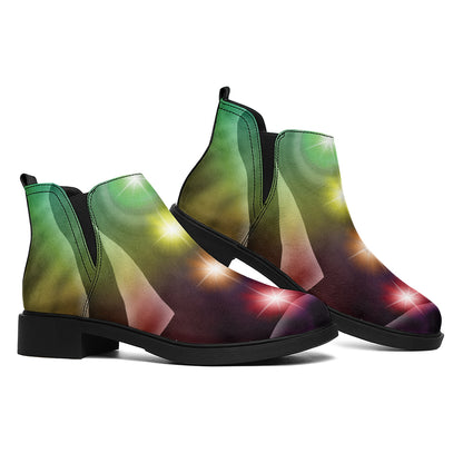 Colorful Chakras Aura Print Flat Ankle Boots