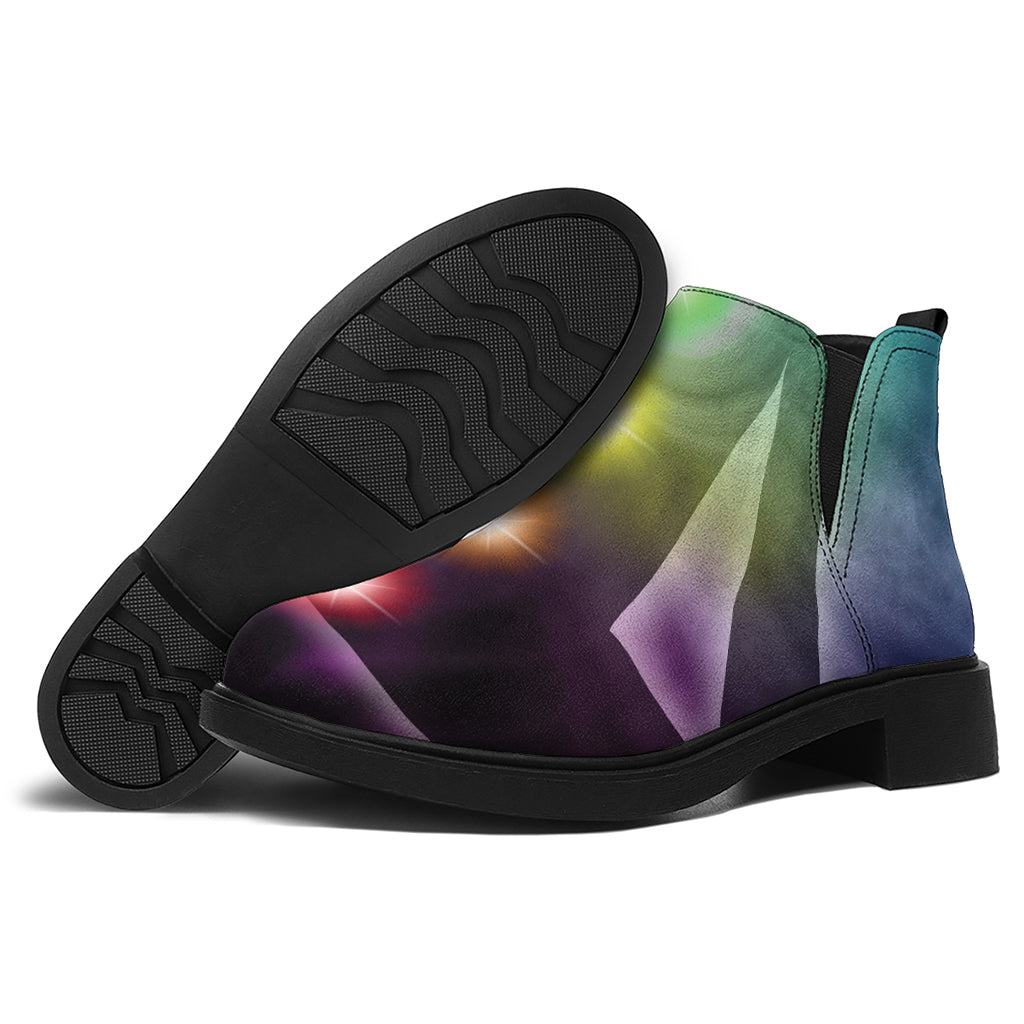 Colorful Chakras Aura Print Flat Ankle Boots