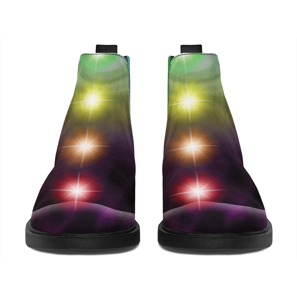 Colorful Chakras Aura Print Flat Ankle Boots