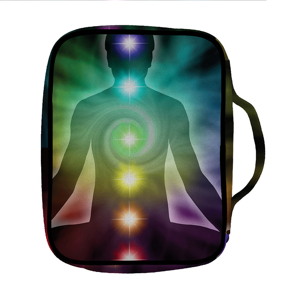 Colorful Chakras Aura Print Front Pocket Bible Bag