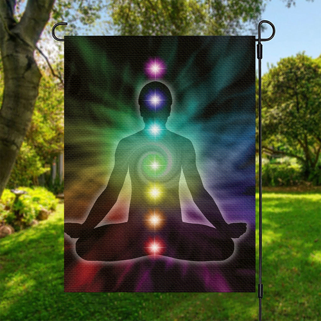 Colorful Chakras Aura Print Garden Flag