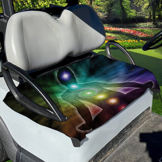 Colorful Chakras Aura Print Golf Cart Seat Cover