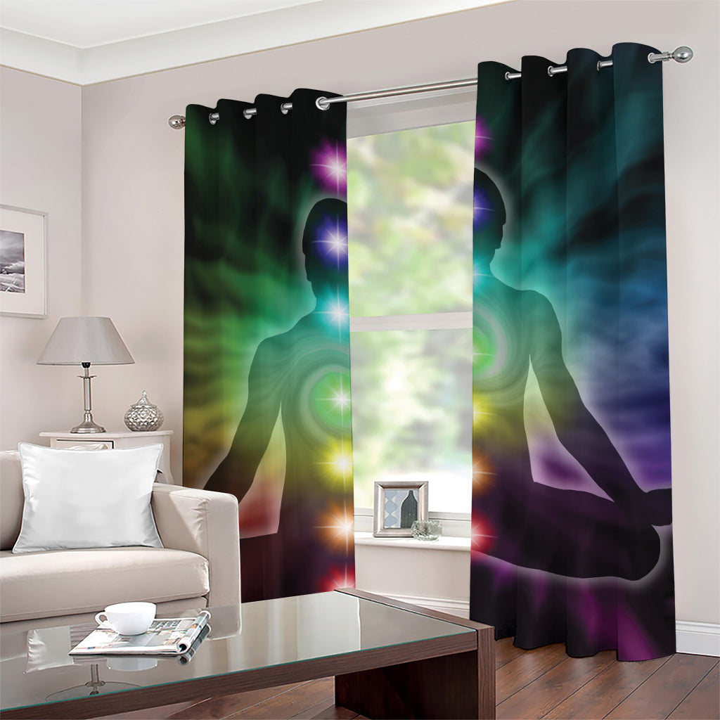 Colorful Chakras Aura Print Grommet Curtains