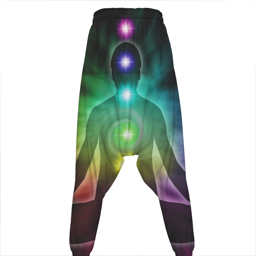 Colorful Chakras Aura Print Hammer Pants