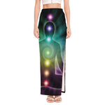 Colorful Chakras Aura Print High Slit Maxi Skirt