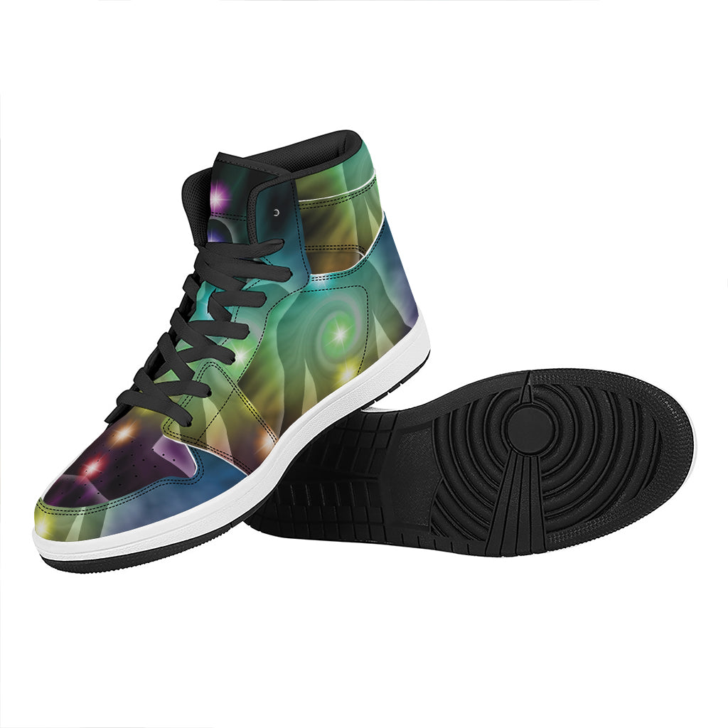 Colorful Chakras Aura Print High Top Leather Sneakers