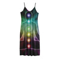 Colorful Chakras Aura Print Jersey Midi Cami Dress