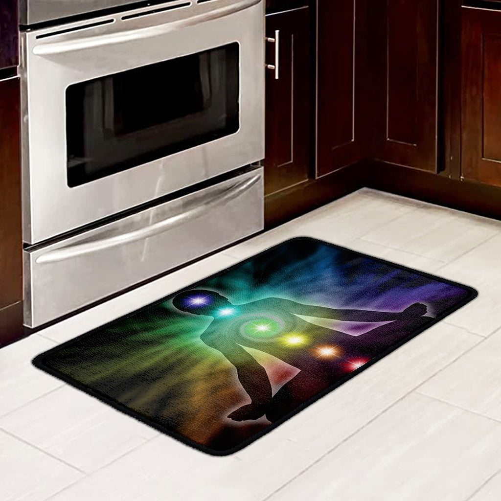 Colorful Chakras Aura Print Kitchen Mat