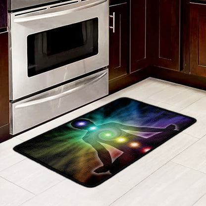 Colorful Chakras Aura Print Kitchen Mat