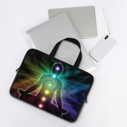 Colorful Chakras Aura Print Laptop Sleeve With Handle