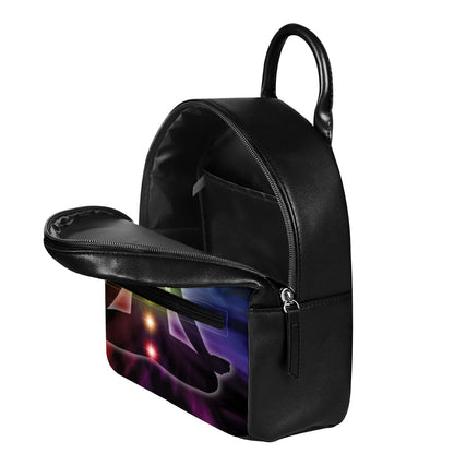Colorful Chakras Aura Print Leather Backpack