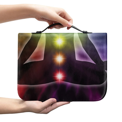 Colorful Chakras Aura Print Leather Bible Cover