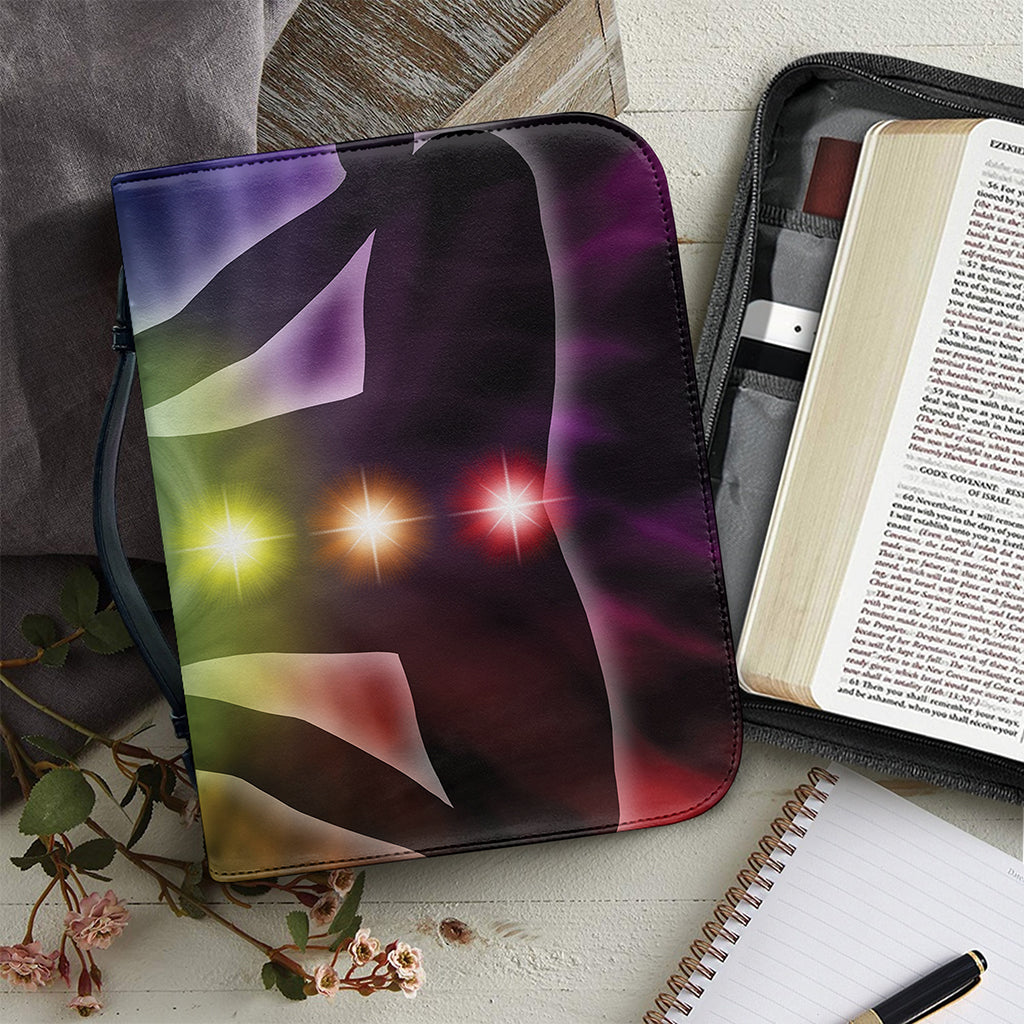 Colorful Chakras Aura Print Leather Bible Cover