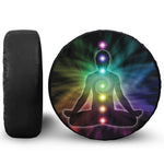 Colorful Chakras Aura Print Leather Spare Tire Cover