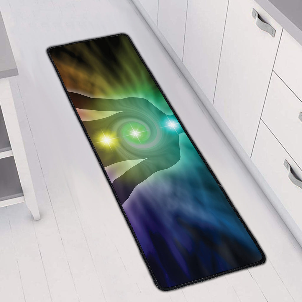 Colorful Chakras Aura Print Long Kitchen Mat