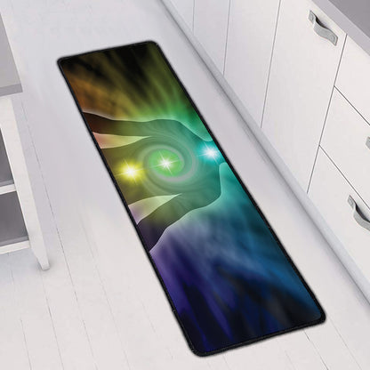 Colorful Chakras Aura Print Long Kitchen Mat