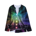 Colorful Chakras Aura Print Long Sleeve Short Coat