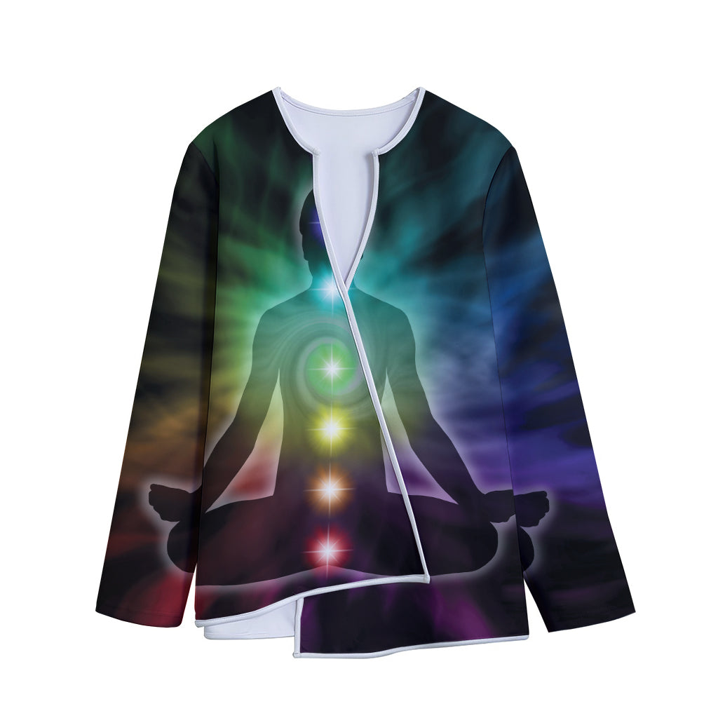 Colorful Chakras Aura Print Long Sleeve Short Coat