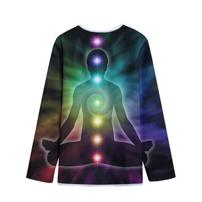 Colorful Chakras Aura Print Long Sleeve Short Coat