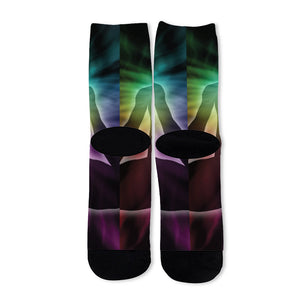 Colorful Chakras Aura Print Long Socks