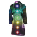 Colorful Chakras Aura Print Men's Bathrobe