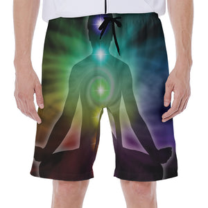 Colorful Chakras Aura Print Men's Beach Shorts