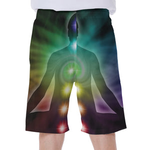 Colorful Chakras Aura Print Men's Beach Shorts