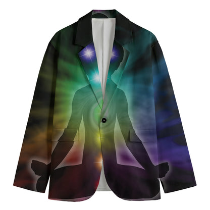 Colorful Chakras Aura Print Men's Blazer