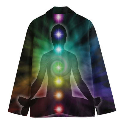 Colorful Chakras Aura Print Men's Blazer