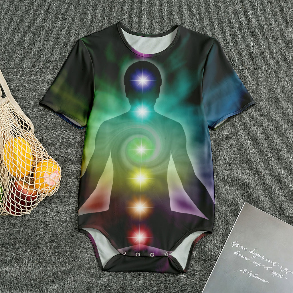 Colorful Chakras Aura Print Men's Bodysuit