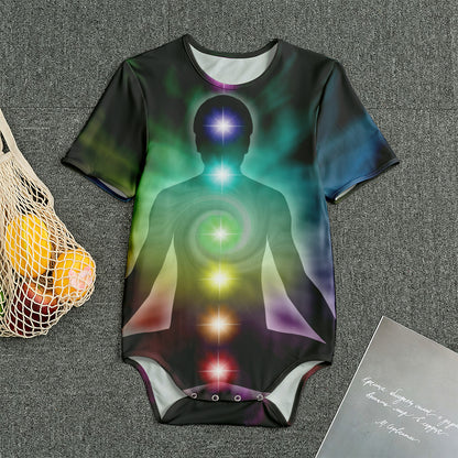 Colorful Chakras Aura Print Men's Bodysuit