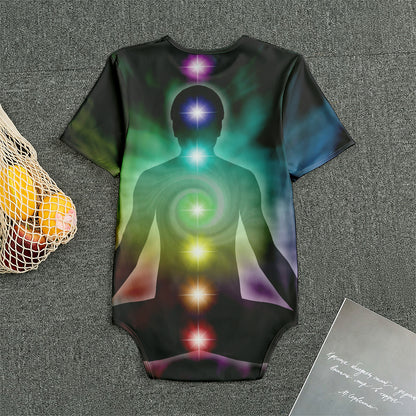 Colorful Chakras Aura Print Men's Bodysuit