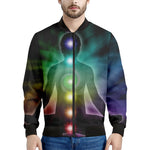 Colorful Chakras Aura Print Men's Bomber Jacket