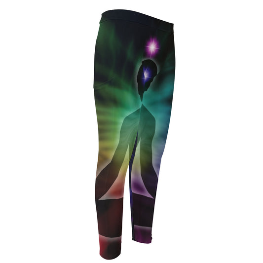 Colorful Chakras Aura Print Men's Compression Pants