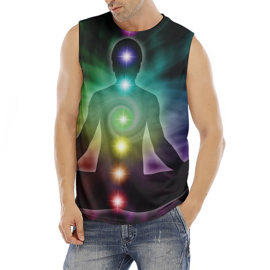 Colorful Chakras Aura Print Men's Fitness Tank Top