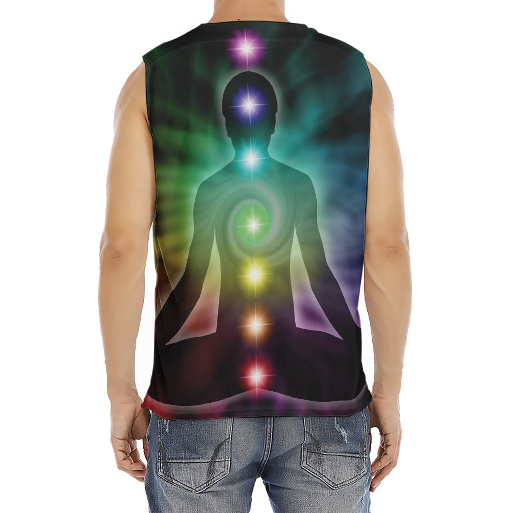 Colorful Chakras Aura Print Men's Fitness Tank Top