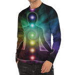 Colorful Chakras Aura Print Men's Long Sleeve Rash Guard