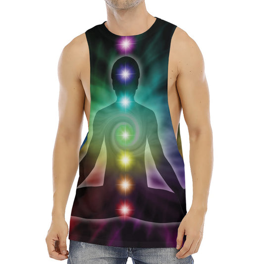 Colorful Chakras Aura Print Men's Muscle Tank Top