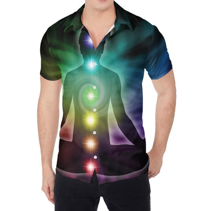 Colorful Chakras Aura Print Men's Shirt