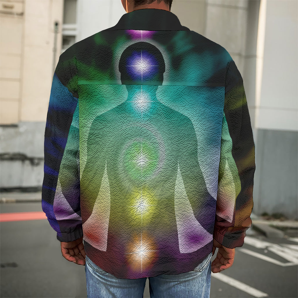 Colorful Chakras Aura Print Men's Shirt Jacket