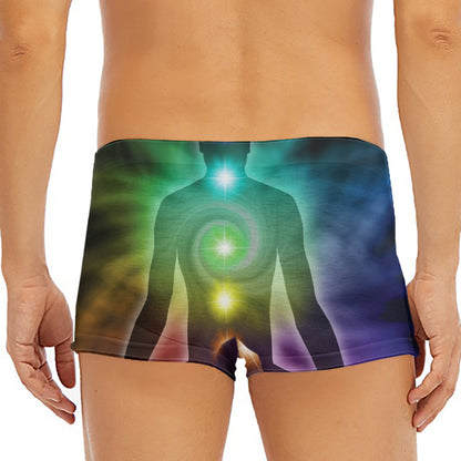 Colorful Chakras Aura Print Men's Short Boxer Briefs