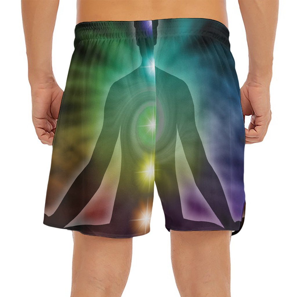 Colorful Chakras Aura Print Men's Split Running Shorts
