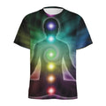 Colorful Chakras Aura Print Men's Athletic T-Shirt