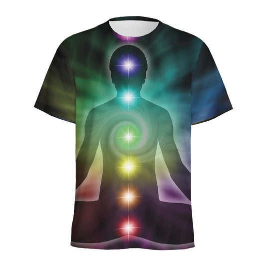 Colorful Chakras Aura Print Men's Sports T-Shirt